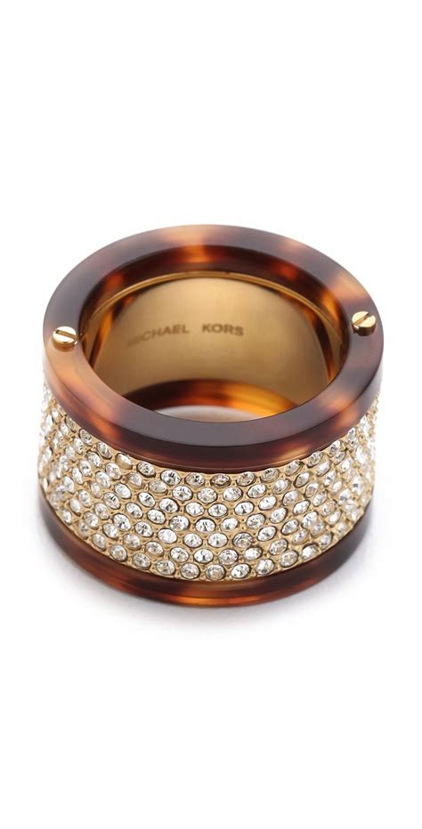 michael kors gold pave tortoise barrel ring|Michael Kors Gold.